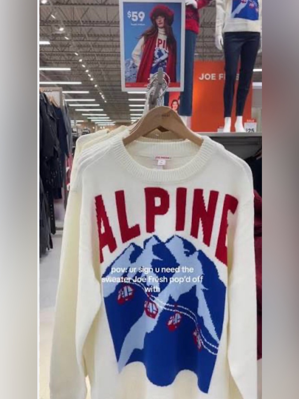 Cream Alpine Cable-Knit Mountain Sweater with Red Accent